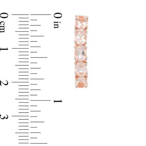 Oval Morganite Five Stone Hoop Earrings in Sterling Silver and 14K Rose Gold Plate