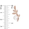 Thumbnail Image 2 of Freshwater Cultured Pearl and Lab-Created White Sapphire Crawler Earrings in Sterling Silver with 14K Rose Gold Plate