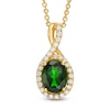 Thumbnail Image 0 of Oval Chrome Diopside and Lab-Created White Sapphire Twist Frame Pendant in 10K Gold