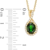 Thumbnail Image 1 of Oval Chrome Diopside and Lab-Created White Sapphire Twist Frame Pendant in 10K Gold