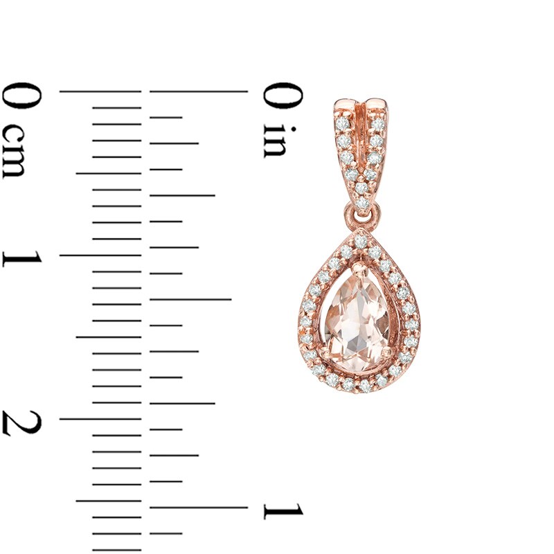 Main Image 2 of Pear-Shaped Morganite and Diamond Accent Frame Drop Earrings in 10K Rose Gold