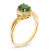 Thumbnail Image 1 of Oval Chrome Diopside and Lab-Created White Sapphire Twist Shank Ring in 10K Gold