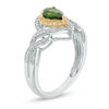 Thumbnail Image 1 of Pear-Shaped Chrome Diopside, Yellow Sapphire and 1/5 CT. T.W. Diamond Frame Ring in 10K Two-Tone Gold
