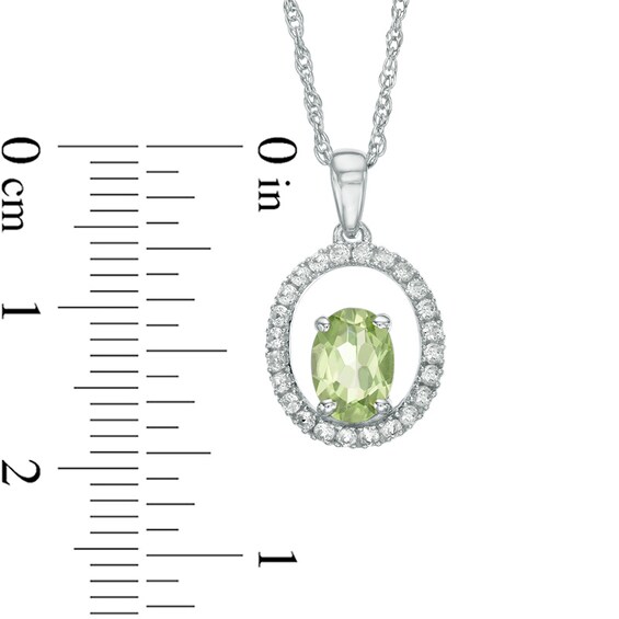 Oval Peridot and Lab-Created White Sapphire Pendant and Earrings Set in Sterling Silver