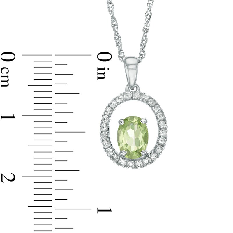 Main Image 2 of Oval Peridot and Lab-Created White Sapphire Pendant and Earrings Set in Sterling Silver