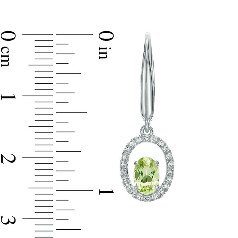 Main Image 3 of Oval Peridot and Lab-Created White Sapphire Pendant and Earrings Set in Sterling Silver