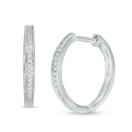 Hoops Earrings Zales Diamond Accent Hoop Earrings In 10k White Gold