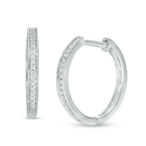 1/15 CT. T.w. Diamond Hoop Earrings in 10K White Gold