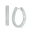 Thumbnail Image 1 of 1/4 CT. T.W. Two Row Hoop Earrings in 10K White Gold
