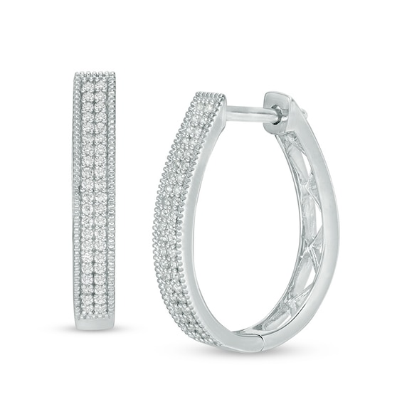 1/4 CT. T.w. Two Row Hoop Earrings in 10K White Gold