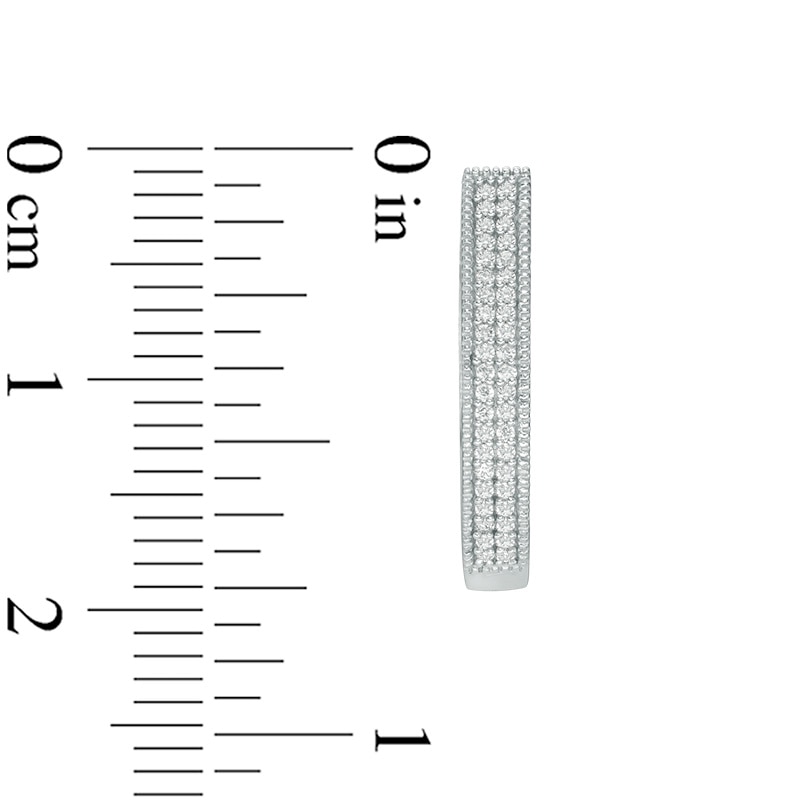 Main Image 2 of 1/4 CT. T.W. Two Row Hoop Earrings in 10K White Gold