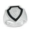 Thumbnail Image 0 of Men's Onyx and 3/8 CT. T.W. Diamond Shield Ring in Sterling Silver