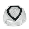 Thumbnail Image 1 of Onyx and 3/8 CT. T.W. Diamond Shield Ring in Sterling Silver