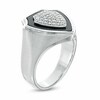 Thumbnail Image 1 of Men's Onyx and 3/8 CT. T.W. Diamond Shield Ring in Sterling Silver