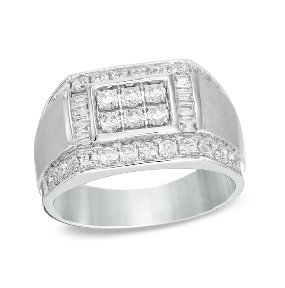 1-3/8 CT. T.w. Diamond Rectangular Signet Ring in 10K White Gold