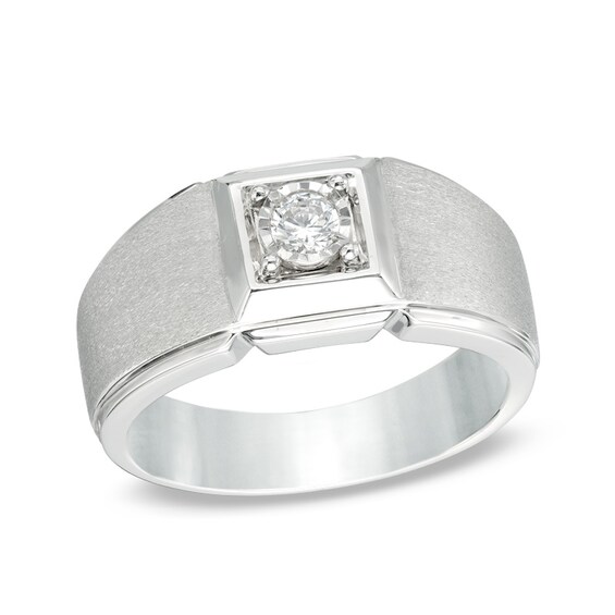 1/6 CT. Diamond Solitaire Square Frame Ring in 10K White Gold