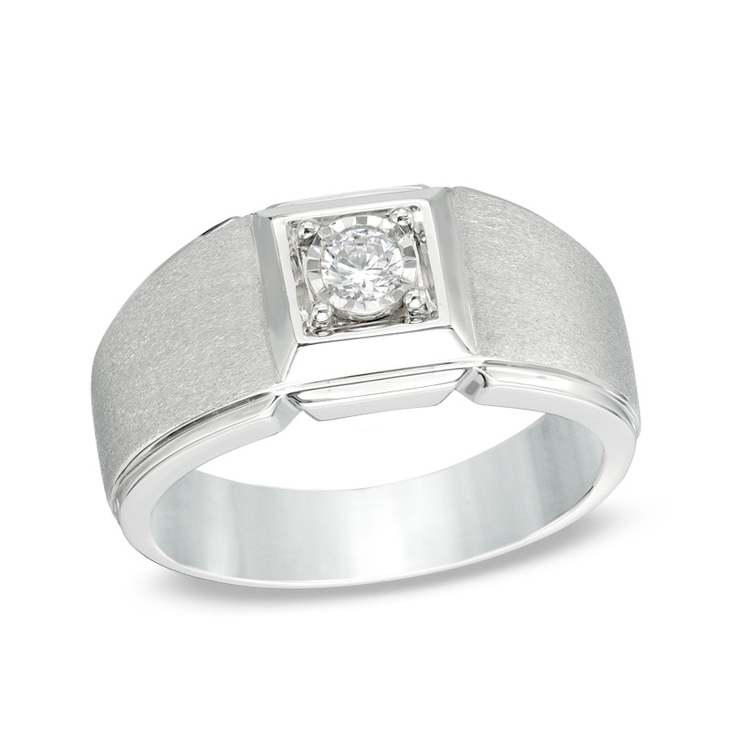 Main Image 1 of 1/6 CT. Diamond Solitaire Square Frame Ring in 10K White Gold