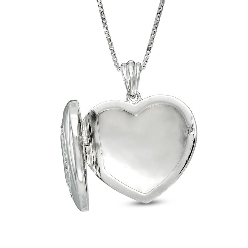 Main Image 2 of 1/20 CT. T.W. Diamond Triple Heart Locket in Sterling Silver
