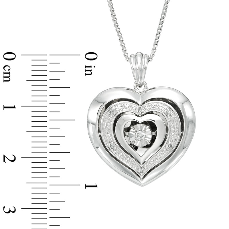 Main Image 3 of 1/20 CT. T.W. Diamond Triple Heart Locket in Sterling Silver