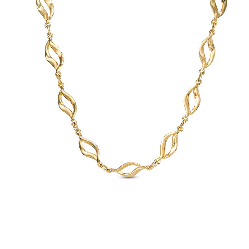 Main Image 1 of Flame Link Necklace in 10K Gold - 17"
