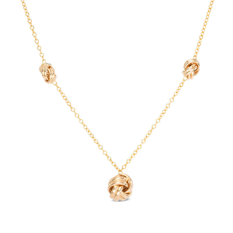 Main Image 1 of Love Knot Station Necklace in 10K Gold