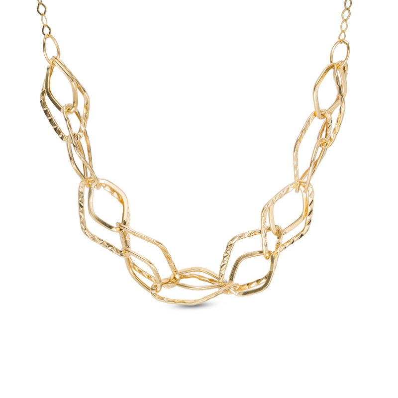 Geometric Double Row Necklace in 14K Gold