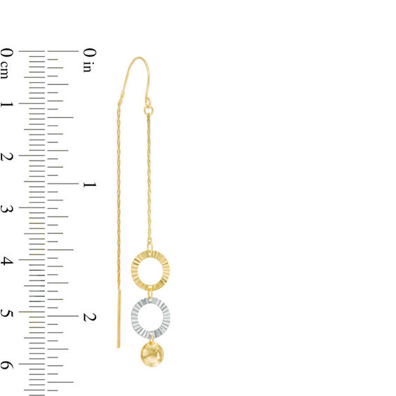 Diamond-Cut Triple Disc Threader Drop Earrings in 10K Gold