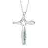 Thumbnail Image 1 of Diamond Accent Looped Cross Pendant in 10K White Gold