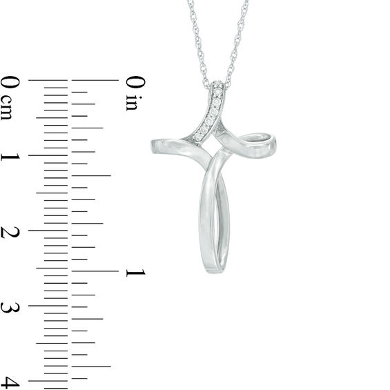 Diamond Accent Looped Cross Pendant in 10K White Gold