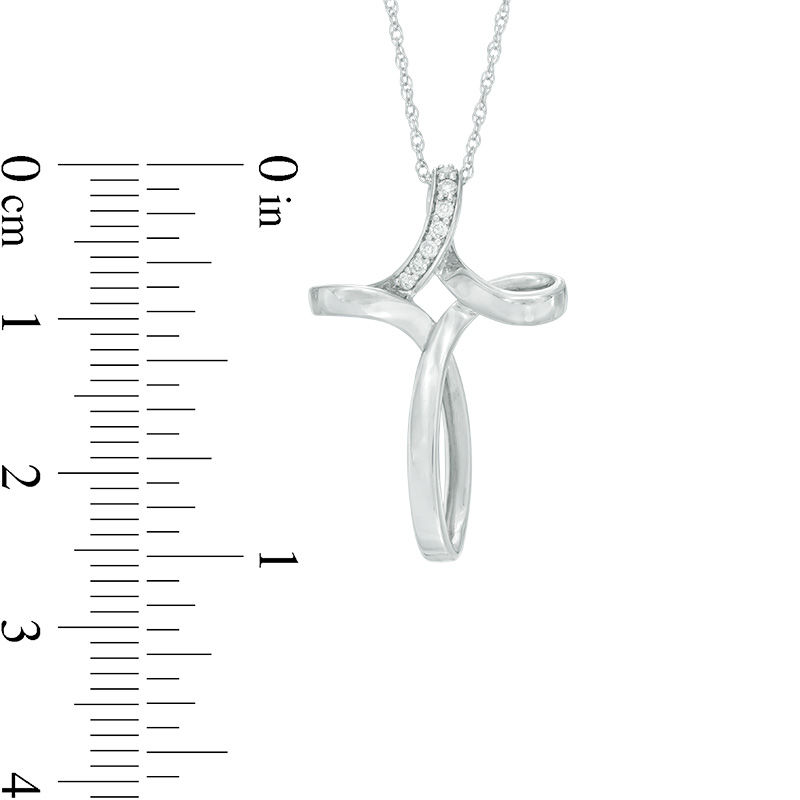 Main Image 2 of Diamond Accent Looped Cross Pendant in 10K White Gold