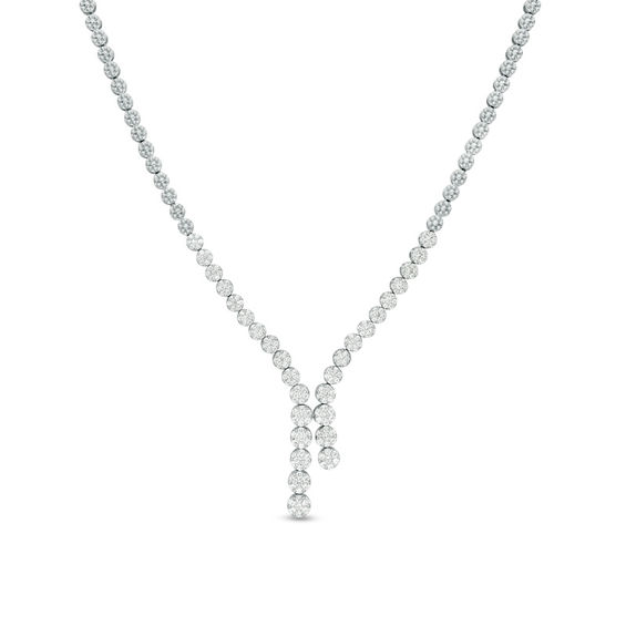 3 CT. T.W. Diamond Avalanche Staggered Drop Necklace in 14K White Gold - 19.5" 3 CT. T.W. Diamond Avalanche Staggered Drop Necklace in 14K White Gold - 19.5"