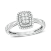 Thumbnail Image 1 of 1/4 CT. TW. Cushion Multi-Diamond Rectangle Frame Vintage-Style Ring in 10K White Gold