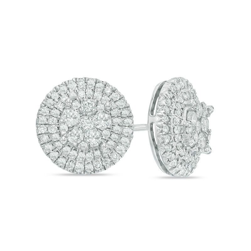 Main Image 1 of 1 CT. T.W. Composite Diamond Frame Stud Earrings in 10K White Gold