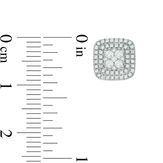 1/2 CT. T.w. Multi-Diamond Cushion Stud Earrings in 10K White Gold
