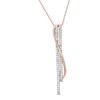 Thumbnail Image 1 of 1/5 CT. T.W. Diamond Double Bar Crossover Pendant in 10K Rose Gold