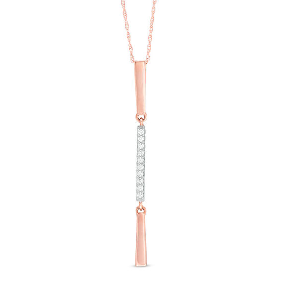 1/10 CT. T.w. Diamond Linear Bar Pendant in 10K Rose Gold