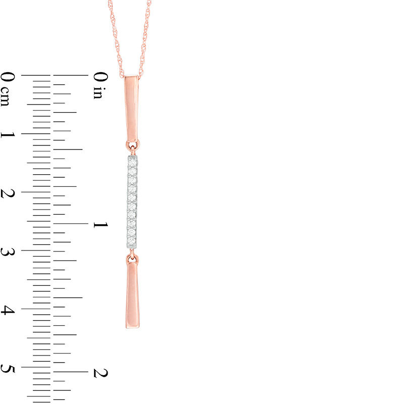 Main Image 2 of 1/10 CT. T.W. Diamond Linear Bar Pendant in 10K Rose Gold