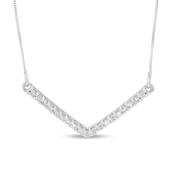 1/4 CT. T.w. Diamond Chevron Necklace in 10K White Gold