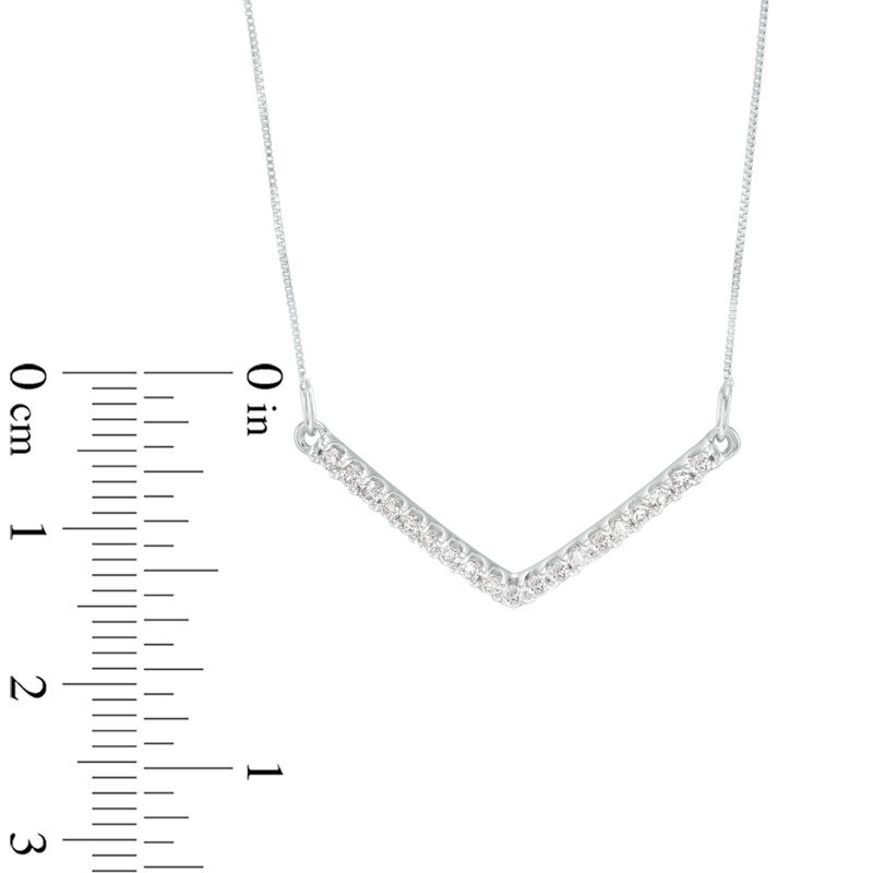 Main Image 2 of 1/4 CT. T.W. Diamond Chevron Necklace in 10K White Gold