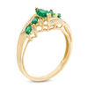 Thumbnail Image 1 of Marquise Lab-Created Emerald and 1/10 CT. T.W. Diamond Five Stone Ring in 10K Gold