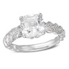 Thumbnail Image 1 of 8.0mm Cushion-Cut Lab-Created White Sapphire Twist Shank Ring in Sterling Silver