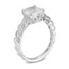 Thumbnail Image 2 of 8.0mm Cushion-Cut Lab-Created White Sapphire Twist Shank Ring in Sterling Silver