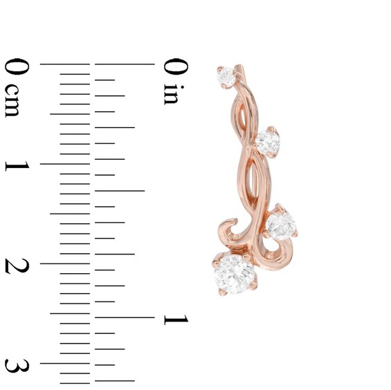 Lab-Created White Sapphire Scroll Crawler Earrings in Sterling Silver with 14K Rose Gold Plate