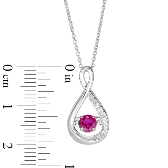 5.0mm Lab-Created Ruby and White Sapphire Infinity Pendant in Sterling Silver