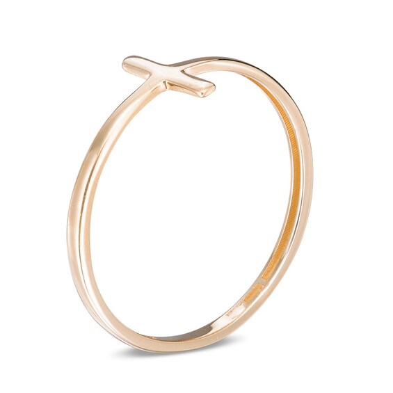 Sideways Cross Ring in 10K Gold