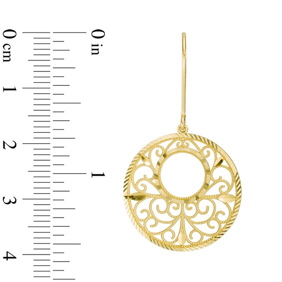 Filigree Circle Drop Earrings in 10K Gold