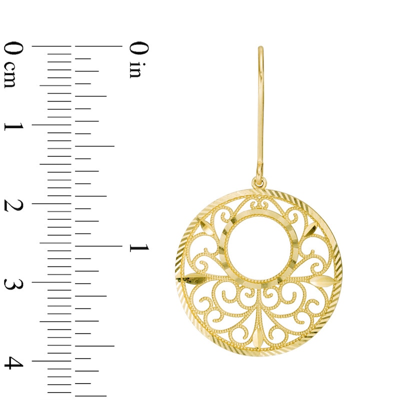 Main Image 2 of Filigree Circle Drop Earrings in 10K Gold