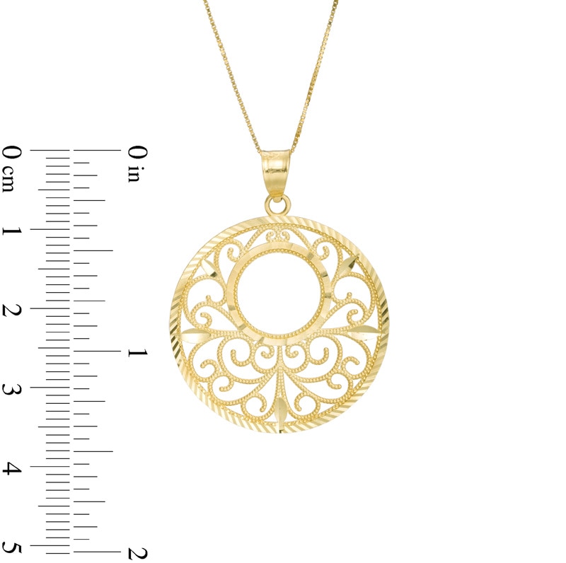 Main Image 2 of Filigree Circle Pendant in 10K Gold