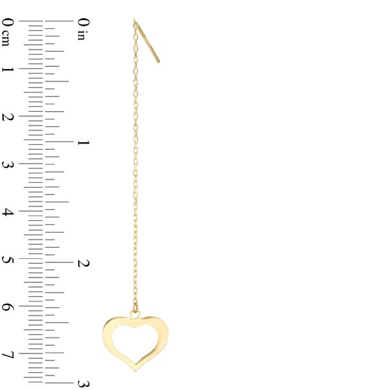 Heart Threader Drop Earrings in 14K Gold