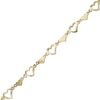 Thumbnail Image 1 of Alternating Heart Pattern Anklet in 14K Gold - 10"